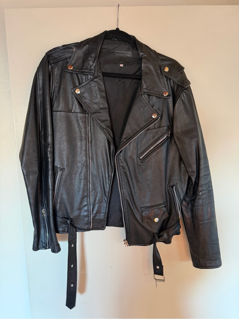 Classic Black Leather Moto Jacket - Women's